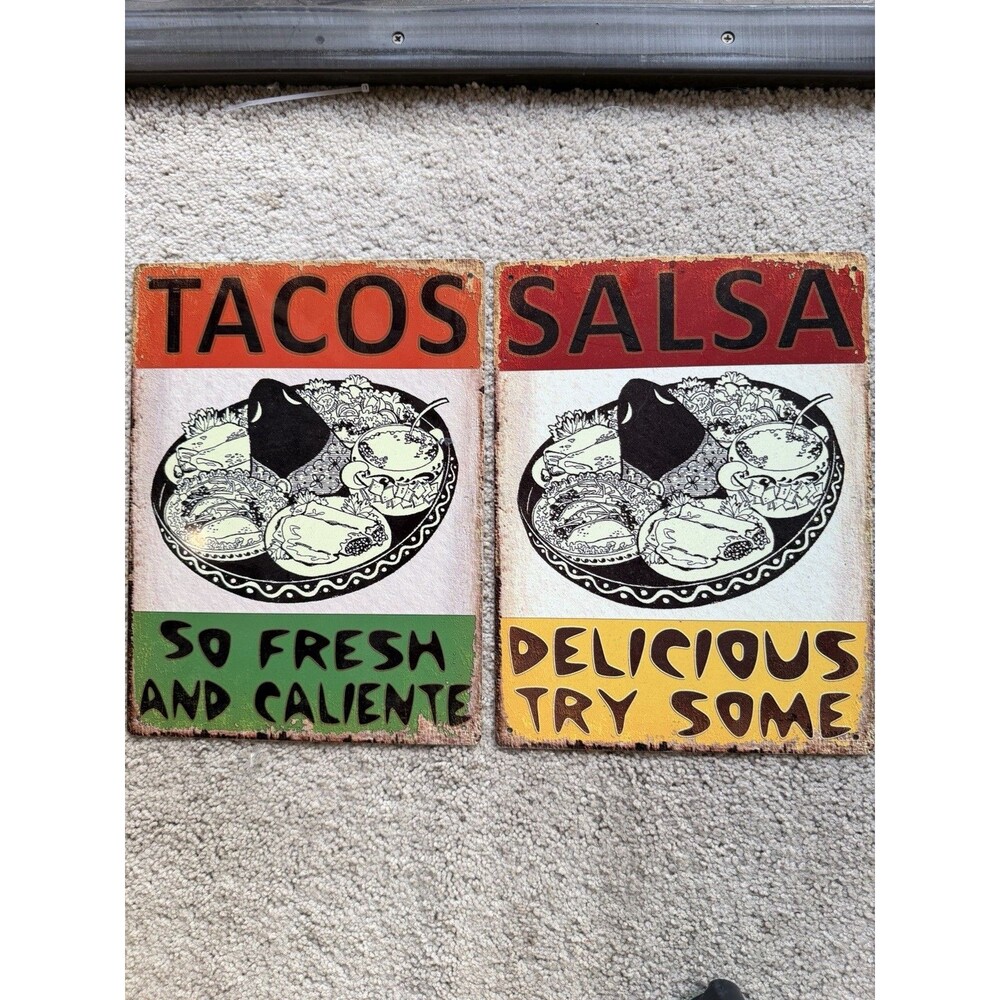 2 Mexican Food Metal Signs 12 X 9